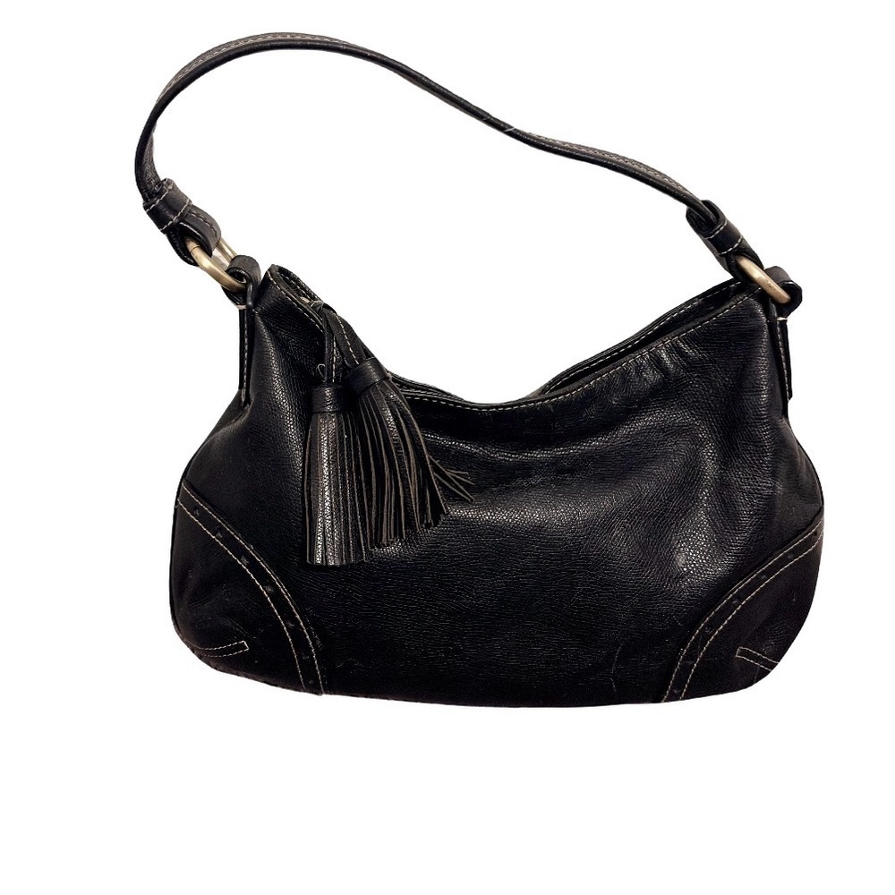 Talbots Black Leather Hobo Bag | Western Boho Slouchy Shoulder‎ bag